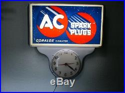Vintage 1950s AC Spark Plug Light-up Automotive Garage Clock Sign