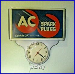 Vintage 1950s AC Spark Plug Light-up Automotive Garage Clock Sign