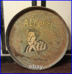 Vintage 1950s Alcohol Sign Handpainted Large Metal Bar Advertising Display Rare