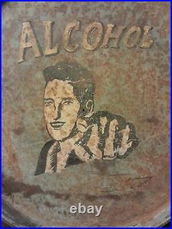 Vintage 1950s Alcohol Sign Handpainted Large Metal Bar Advertising Display Rare