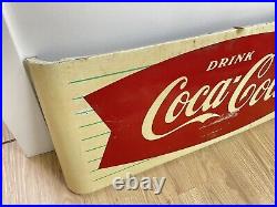 Vintage 1950s Coca-Cola Fishtail Sled Metal Advertising Sign