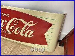 Vintage 1950s Coca-Cola Fishtail Sled Metal Advertising Sign