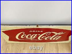 Vintage 1950s Coca-Cola Fishtail Sled Metal Advertising Sign