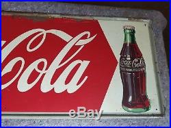 Vintage 1950s Coca Cola Metal Tin Sign Soda Pop General Store Parlor Cafe Diner