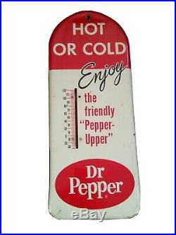 Vintage 1950s Dr. Pepper Hot Or Cold Thermometer Sign