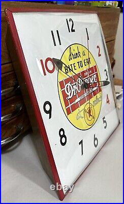 Vintage 1950s Dr Pepper Lighted Pam Clock Sign Drink A Bite To Eat Soda Light