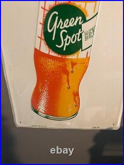 Vintage 1950s Green Spot Embossed Soda Sign 36 x 14 inches