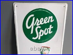 Vintage 1950s Green Spot Embossed Soda Sign 36 x 14 inches
