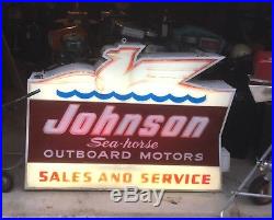 Vintage 1950s Johnson Seahorse Outboard Lighted Dealer Sign Advertisement NICE