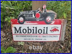 Vintage 1950s Mobiloil Double Sided Flange Advertising Sign 14 X 10 Vintage 1950s Mobiloil Double Sided Flange Advertising Sign 14 X 10