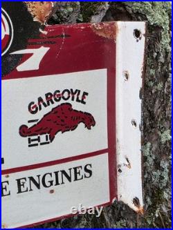 Vintage 1950s Mobiloil Double Sided Flange Advertising Sign 14 X 10