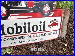 Vintage 1950s Mobiloil Double Sided Flange Advertising Sign 14 X 10 Vintage 1950s Mobiloil Double Sided Flange Advertising Sign 14 X 10