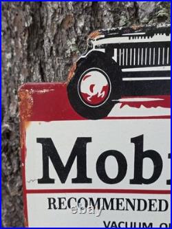 Vintage 1950s Mobiloil Double Sided Flange Advertising Sign 14 X 10