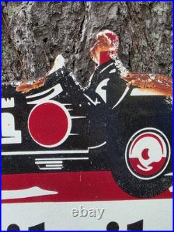 Vintage 1950s Mobiloil Double Sided Flange Advertising Sign 14 X 10