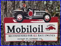 Vintage 1950s Mobiloil Double Sided Flange Advertising Sign 14 X 10