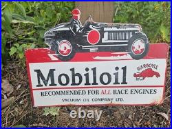 Vintage 1950s Mobiloil Double Sided Flange Advertising Sign 14 X 10 Vintage 1950s Mobiloil Double Sided Flange Advertising Sign 14 X 10