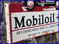 Vintage 1950s Mobiloil Double Sided Flange Advertising Sign 14 X 10
