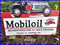 Vintage 1950s Mobiloil Double Sided Flange Advertising Sign 14 X 10 Vintage 1950s Mobiloil Double Sided Flange Advertising Sign 14 X 10