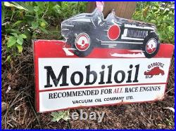 Vintage 1950s Mobiloil Double Sided Flange Advertising Sign 14 X 10 Vintage 1950s Mobiloil Double Sided Flange Advertising Sign 14 X 10