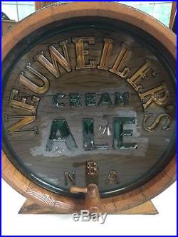 Vintage 1950s Neuweilers Cream Ale Lighted Embossed Glass Beer Advertising Sign