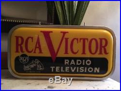 Vintage 1950s RCA Victor Radio Television Double Sided Light Up Sign Nipper Dog