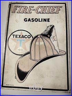 Vintage 1950s Texaco Fire Chief Gasoline Sign 12x18