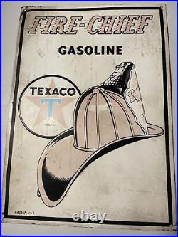 Vintage 1950s Texaco Fire Chief Gasoline Sign 12x18