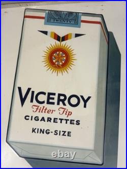 Vintage 1950s Viceroy Cigarettes Tin Litho Advertising Sign 26x17 Tobacco