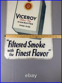 Vintage 1950s Viceroy Cigarettes Tin Litho Advertising Sign 26x17 Tobacco