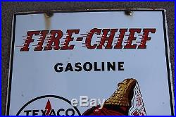 Vintage 1951 Original Texaco Fire Chief Porcelain Sign 18 X 12 The Real Deal Gas