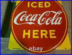 Vintage 1951 Porcelain P&M Co Coca Cola Double Sided Flange Sign