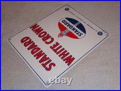 Vintage 1951 Standard White Crown Gasoline Porcelain Metal Oil Sign / Pump Plate