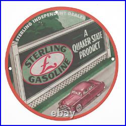 Vintage 1951 Sterling Gasoline Porcelain Enamel Gas & Oil Garage Man Cave Sign
