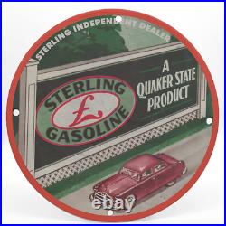 Vintage 1951 Sterling Gasoline Porcelain Enamel Gas & Oil Garage Man Cave Sign