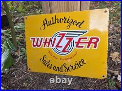 Vintage 1952 Whizzer Sales & Service Porcelain Enamel Sign Scooter 16 X 12 Vintage 1952 Whizzer Sales & Service Porcelain Enamel Sign Scooter 16 X 12