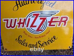 Vintage 1952 Whizzer Sales & Service Porcelain Enamel Sign Scooter 16 X 12 Vintage 1952 Whizzer Sales & Service Porcelain Enamel Sign Scooter 16 X 12