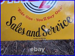 Vintage 1952 Whizzer Sales & Service Porcelain Enamel Sign Scooter 16 X 12 Vintage 1952 Whizzer Sales & Service Porcelain Enamel Sign Scooter 16 X 12
