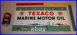 Vintage 1953 Texaco Marine Motor Oil Boats Seagulls 22 Porcelain Metal Gas Sign