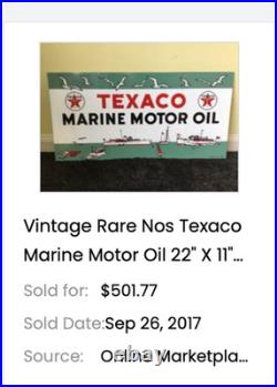 Vintage 1953 Texaco Marine Motor Oil Boats Seagulls 22 Porcelain Metal Gas Sign
