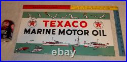 Vintage 1953 Texaco Marine Motor Oil Boats Seagulls 22 Porcelain Metal Gas Sign