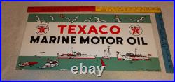 Vintage 1953 Texaco Marine Motor Oil Boats Seagulls 22 Porcelain Metal Gas Sign