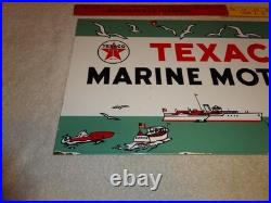 Vintage 1953 Texaco Marine Motor Oil Boats Seagulls 22 Porcelain Metal Gas Sign