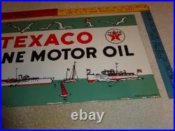Vintage 1953 Texaco Marine Motor Oil Boats Seagulls 22 Porcelain Metal Gas Sign