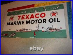 Vintage 1953 Texaco Marine Motor Oil Boats Seagulls 22 Porcelain Metal Gas Sign