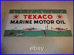 Vintage 1953 Texaco Marine Motor Oil Boats Seagulls 22 Porcelain Metal Gas Sign