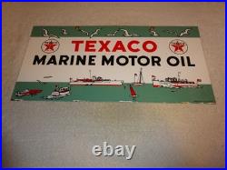 Vintage 1953 Texaco Marine Motor Oil Boats Seagulls 22 Porcelain Metal Gas Sign