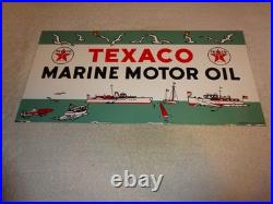 Vintage 1953 Texaco Marine Motor Oil Boats Seagulls 22 Porcelain Metal Gas Sign
