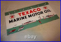 Vintage 1953 Texaco Marine Motor Oil Boats Seagulls 22 Porcelain Metal Gas Sign