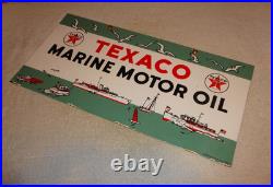 Vintage 1953 Texaco Marine Motor Oil Boats Seagulls 22 Porcelain Metal Gas Sign