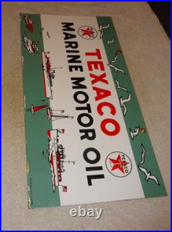 Vintage 1953 Texaco Marine Motor Oil Boats Seagulls 22 Porcelain Metal Gas Sign